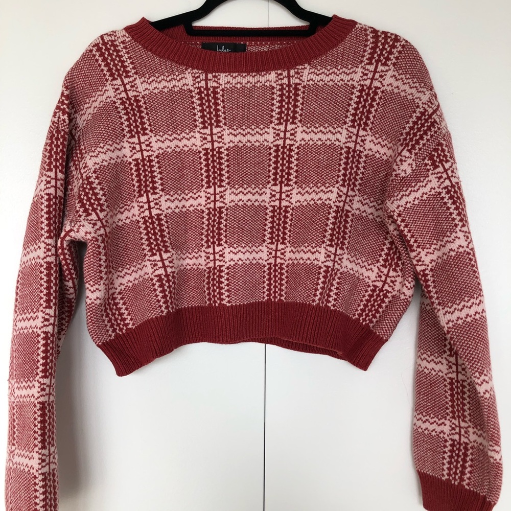 Lulu’s Best Match Red & Cream Plaid Two-Piece Long Sleeve Sweater Dress XS